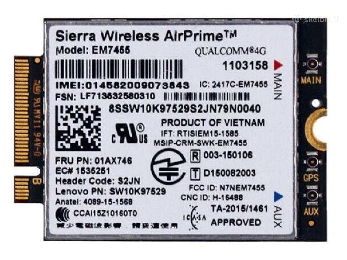 Wwan, WiFi, TV Tuner plokštės
