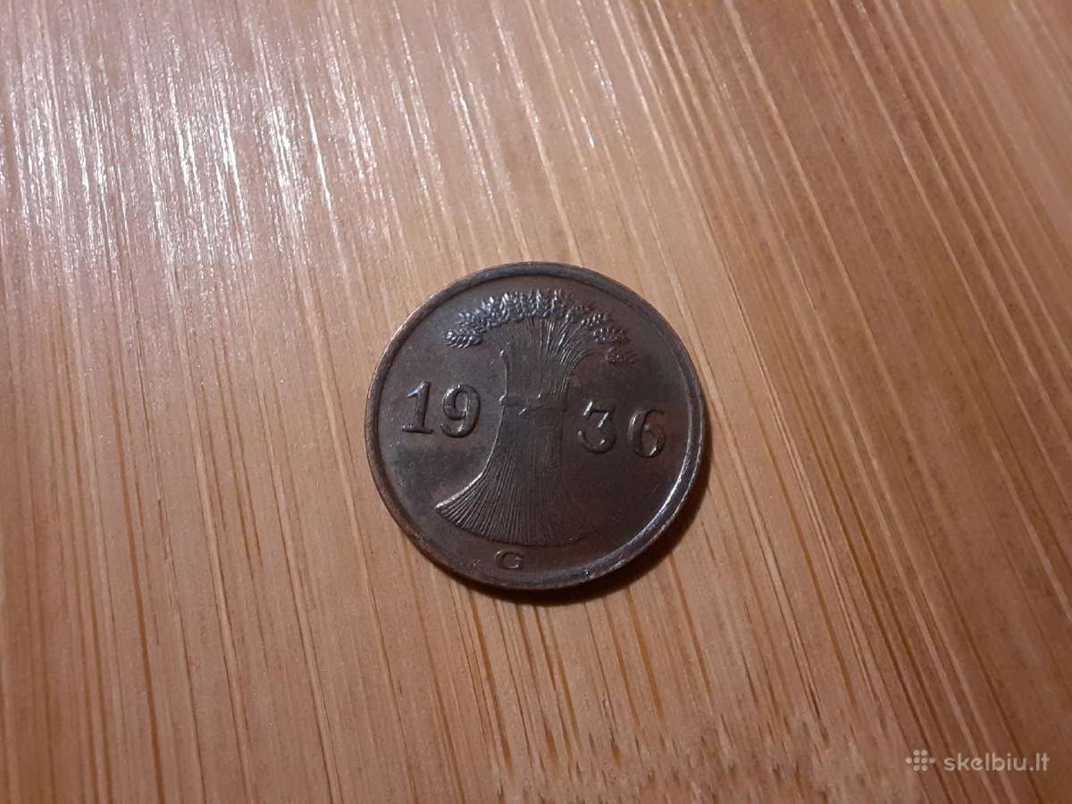 1 reichspfennig 1936 G Vokietija - nuotraukos Nr. 2