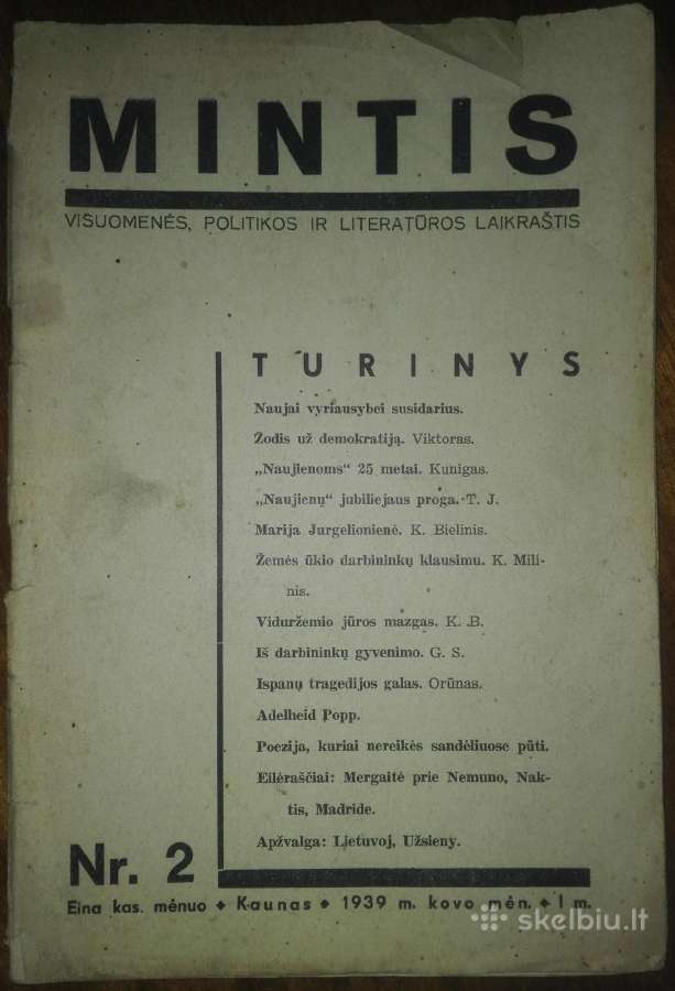Mintis 1939 m. retas antikvarinis-kolekcinis laikr