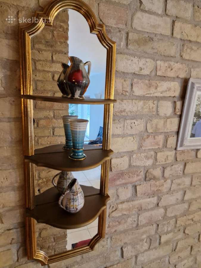 Vintažinė mid century lentynėlė/veidrodis - nuotraukos Nr. 10