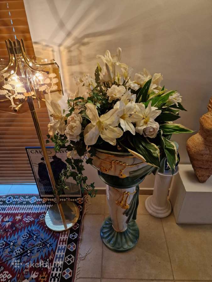 Vintažinė Art Nouveau porcelianinė vaza su stovu - nuotraukos Nr. 4