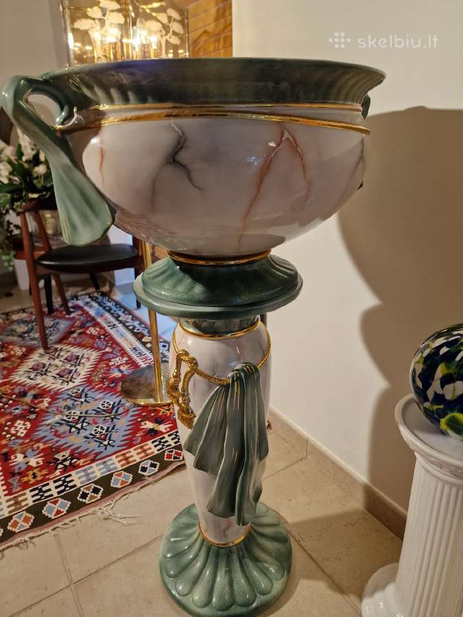Vintažinė Art Nouveau porcelianinė vaza su stovu - nuotraukos Nr. 3