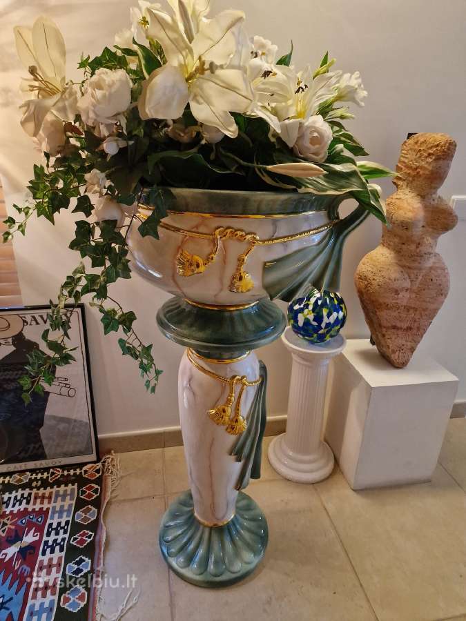 Vintažinė Art Nouveau porcelianinė vaza su stovu - nuotraukos Nr. 5