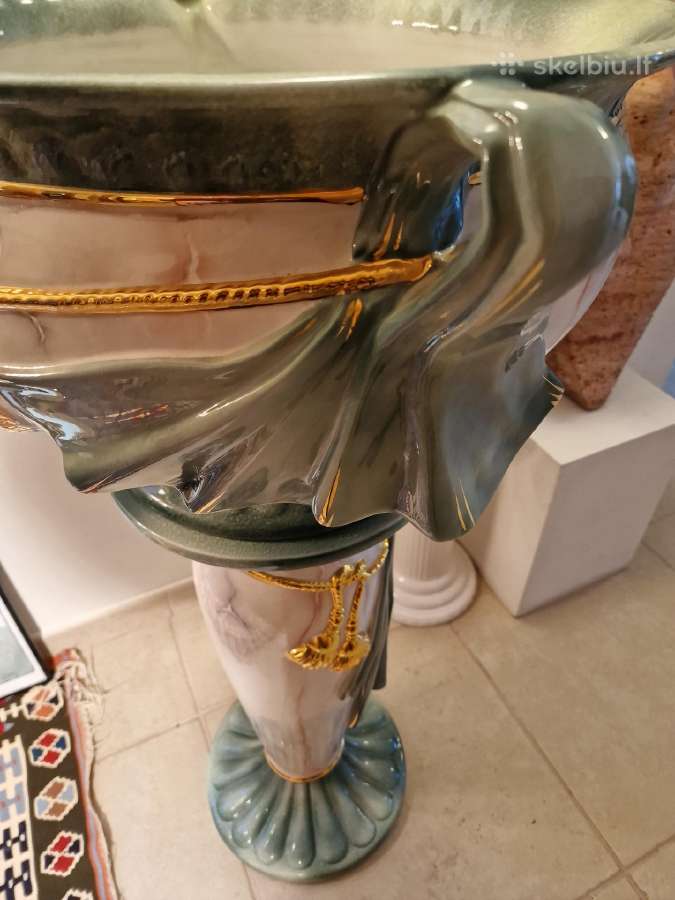 Vintažinė Art Nouveau porcelianinė vaza su stovu - nuotraukos Nr. 6