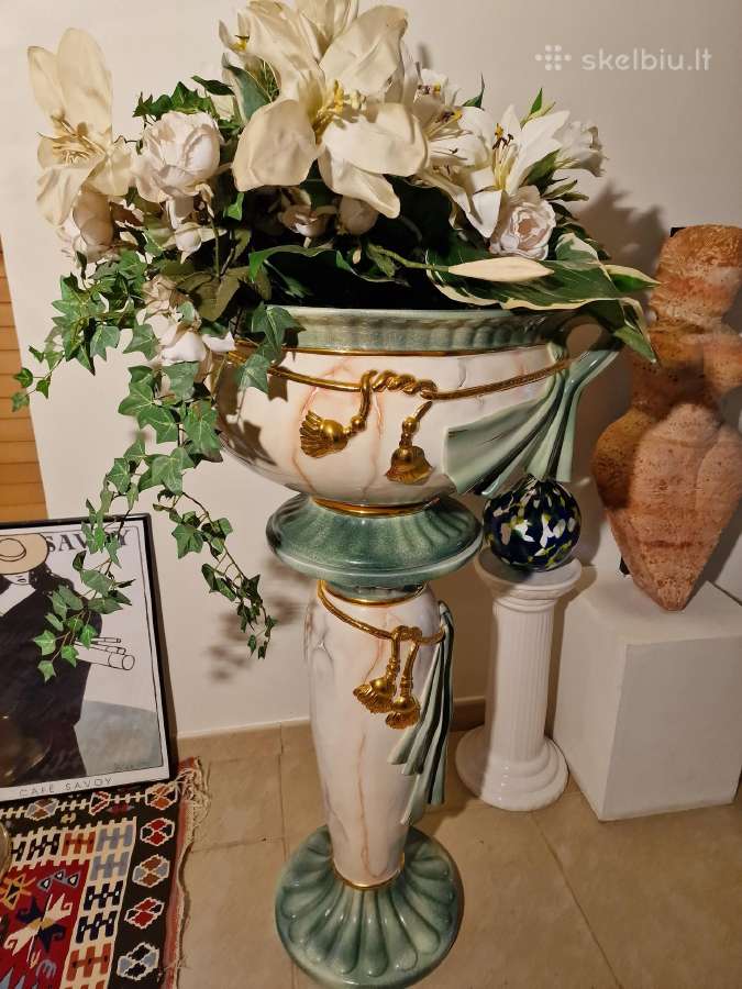 Vintažinė Art Nouveau porcelianinė vaza su stovu - nuotraukos Nr. 7