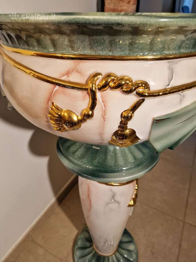 Vintažinė Art Nouveau porcelianinė vaza su stovu - nuotraukos Nr. 8