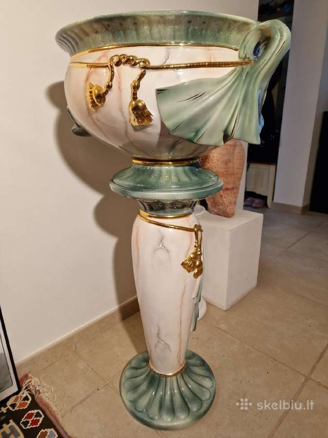 Vintažinė Art Nouveau porcelianinė vaza su stovu - nuotraukos Nr. 10