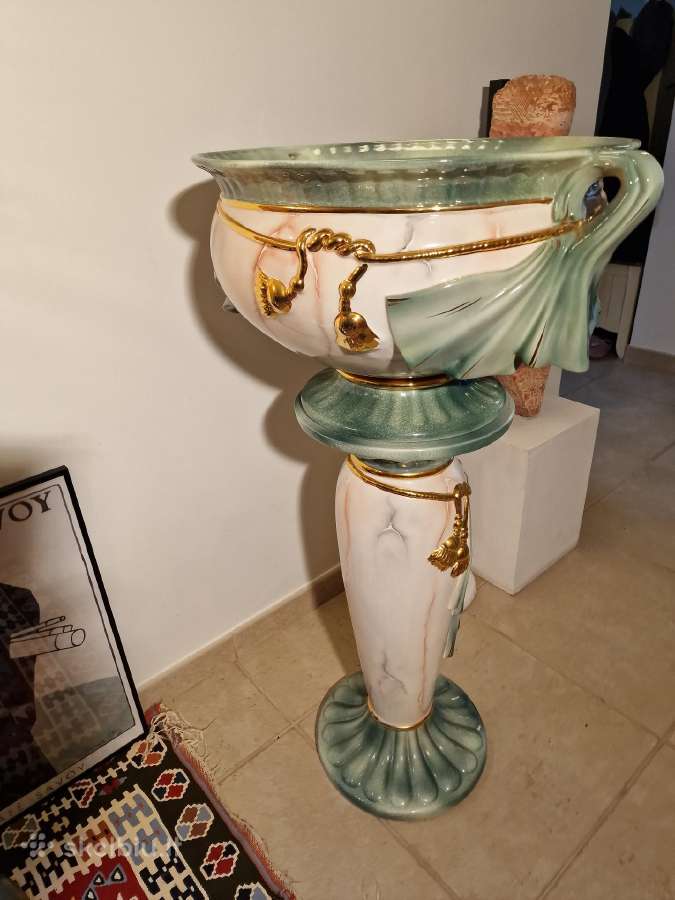 Vintažinė Art Nouveau porcelianinė vaza su stovu - nuotraukos Nr. 11