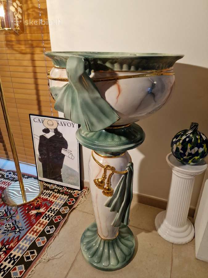 Vintažinė Art Nouveau porcelianinė vaza su stovu - nuotraukos Nr. 12
