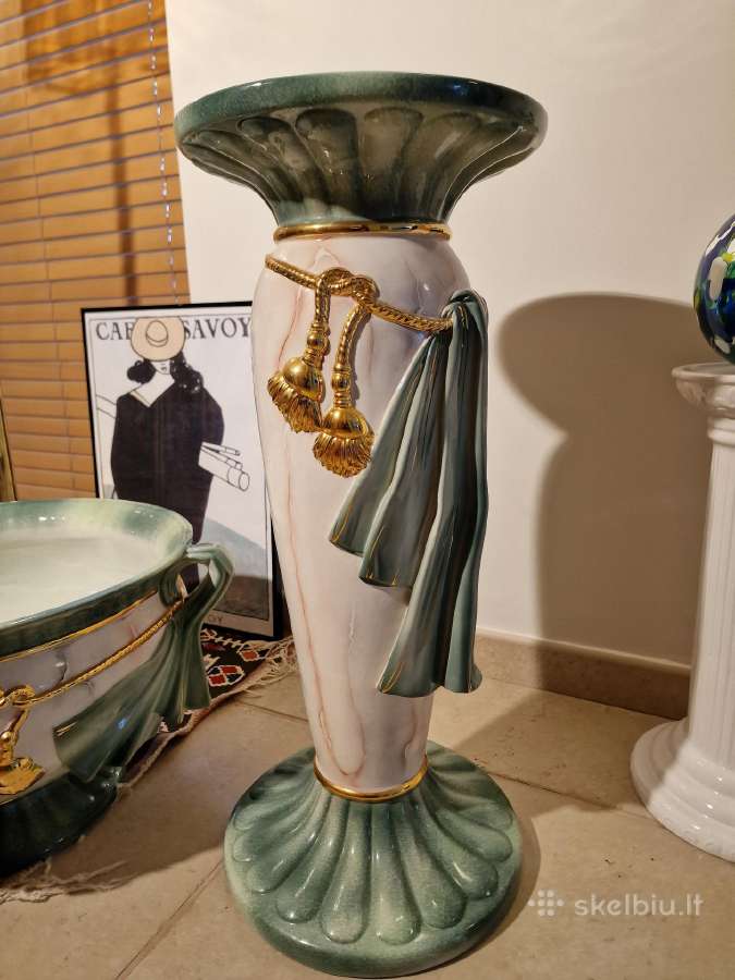 Vintažinė Art Nouveau porcelianinė vaza su stovu - nuotraukos Nr. 13