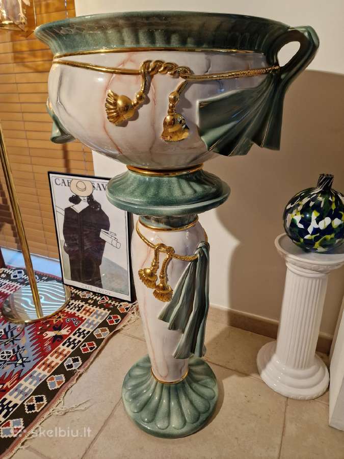 Vintažinė Art Nouveau porcelianinė vaza su stovu - nuotraukos Nr. 15