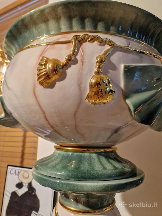 Vintažinė Art Nouveau porcelianinė vaza su stovu - nuotraukos Nr. 16