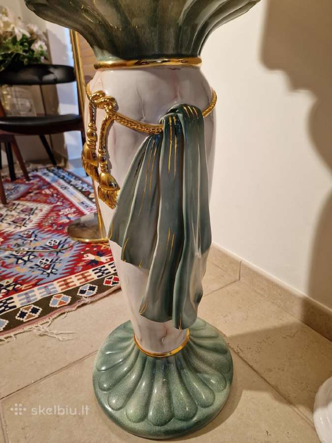 Vintažinė Art Nouveau porcelianinė vaza su stovu - nuotraukos Nr. 17