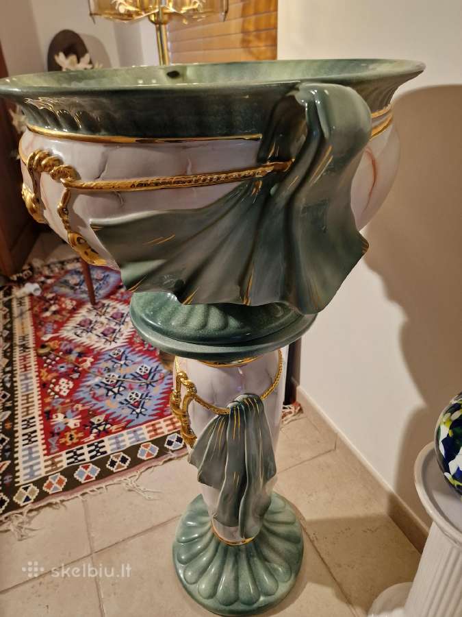 Vintažinė Art Nouveau porcelianinė vaza su stovu - nuotraukos Nr. 18