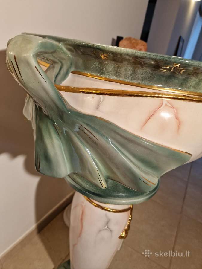 Vintažinė Art Nouveau porcelianinė vaza su stovu - nuotraukos Nr. 19