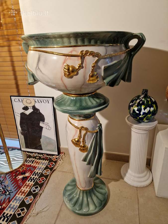 Vintažinė Art Nouveau porcelianinė vaza su stovu - nuotraukos Nr. 20