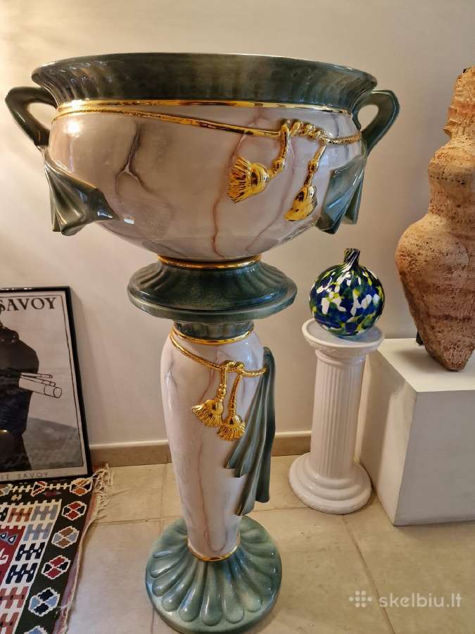 Vintažinė Art Nouveau porcelianinė vaza su stovu - nuotraukos Nr. 21