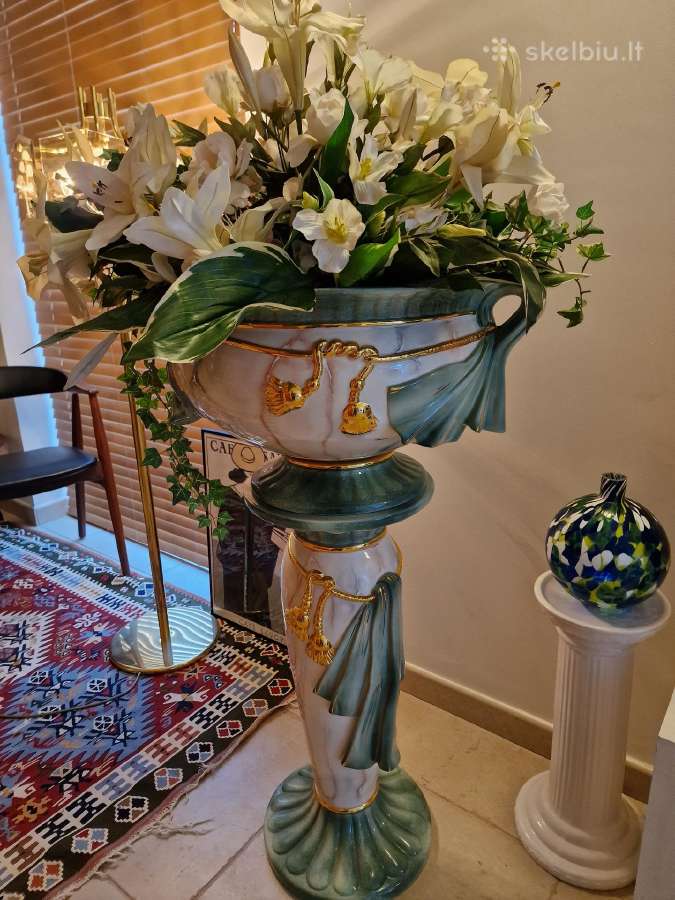 Vintažinė Art Nouveau porcelianinė vaza su stovu - nuotraukos Nr. 22