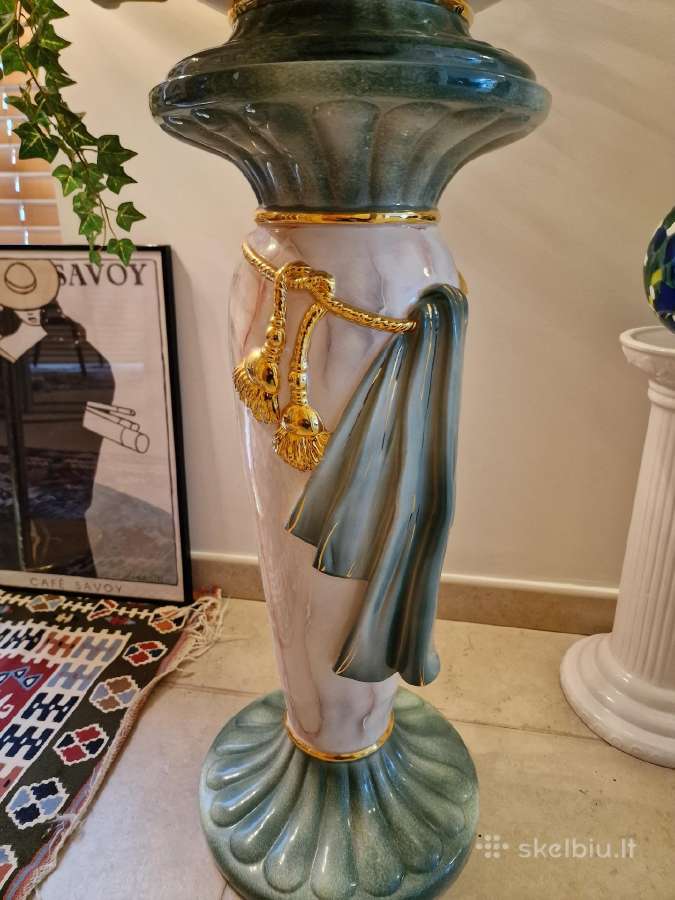 Vintažinė Art Nouveau porcelianinė vaza su stovu - nuotraukos Nr. 25
