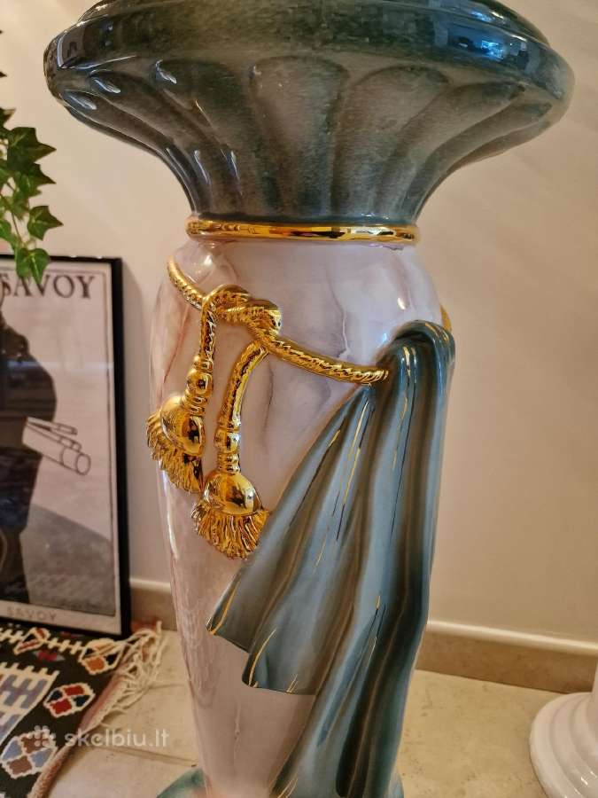 Vintažinė Art Nouveau porcelianinė vaza su stovu - nuotraukos Nr. 26