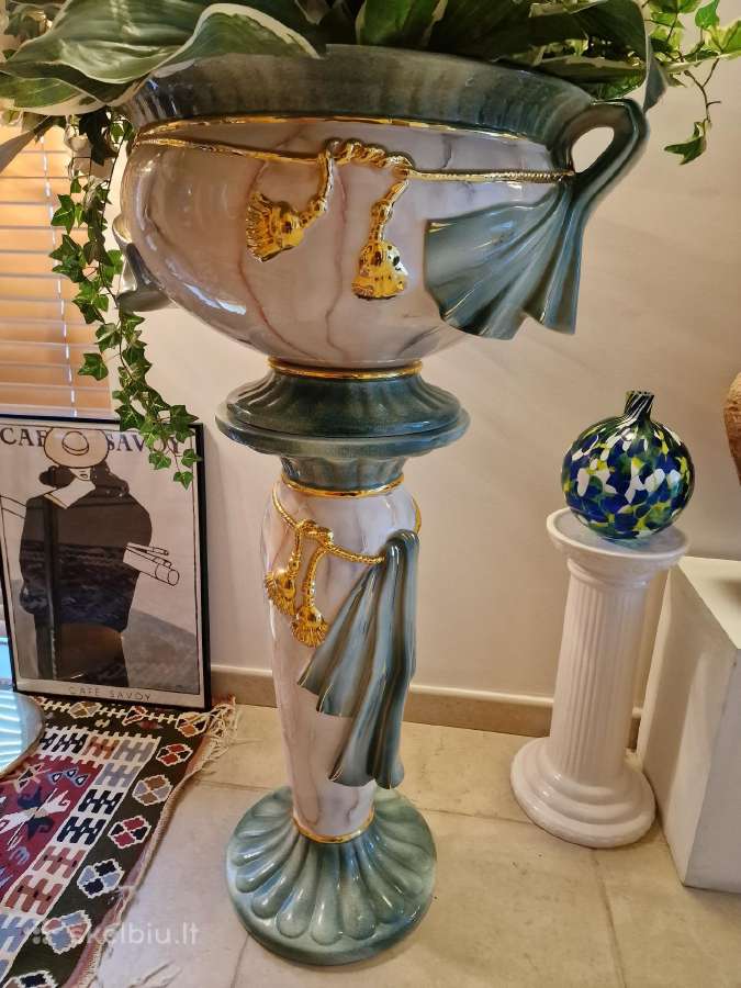 Vintažinė Art Nouveau porcelianinė vaza su stovu - nuotraukos Nr. 28