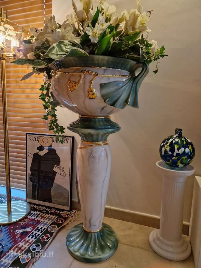 Vintažinė Art Nouveau porcelianinė vaza su stovu - nuotraukos Nr. 29