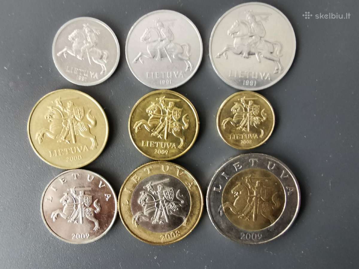 Lietuva litų centų rinkinys mix iš apyvartos aunc