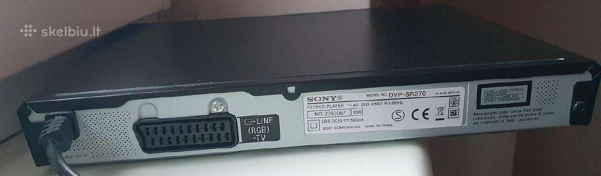 Dvd leistuvas/grotuvas Sony Dvp-sr370 - nuotraukos Nr. 3