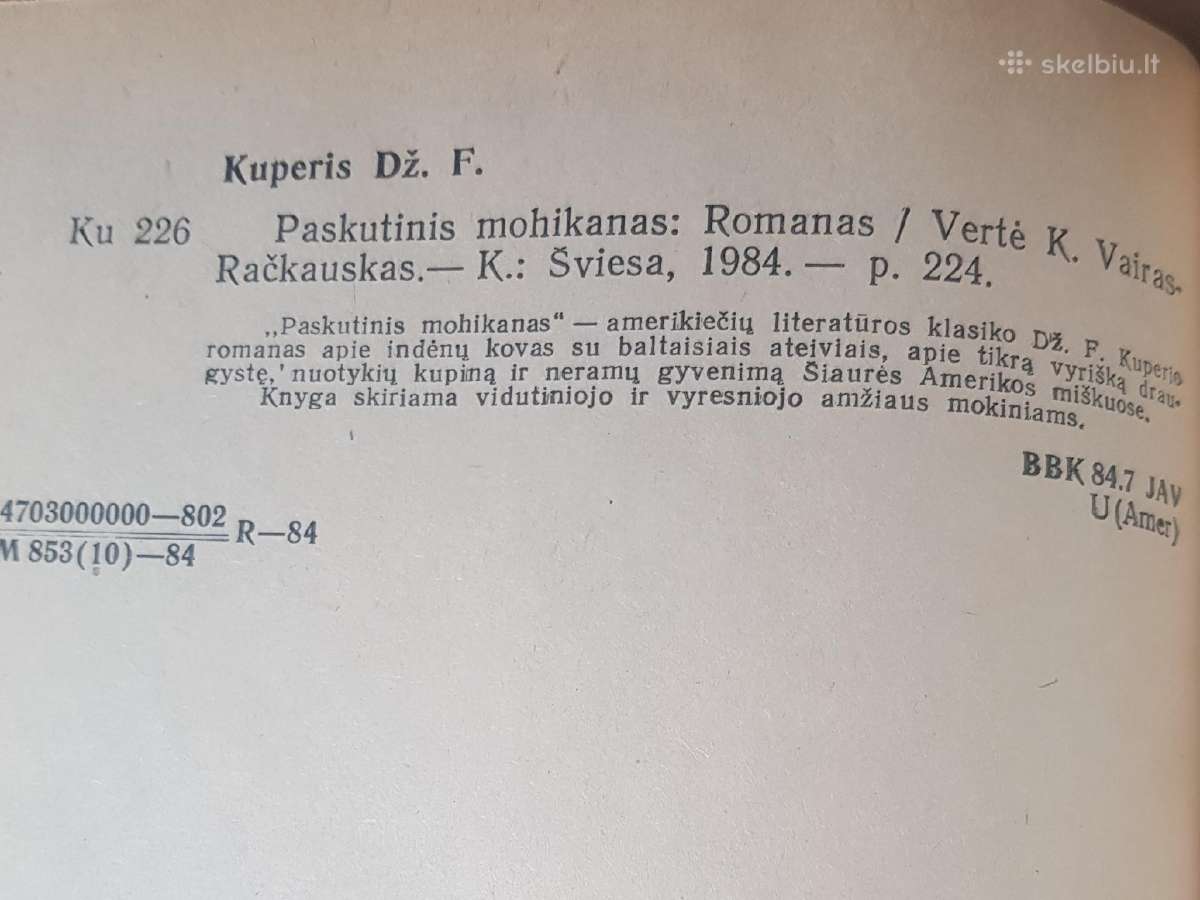 Knyga paskutinis mohikanas - nuotraukos Nr. 2