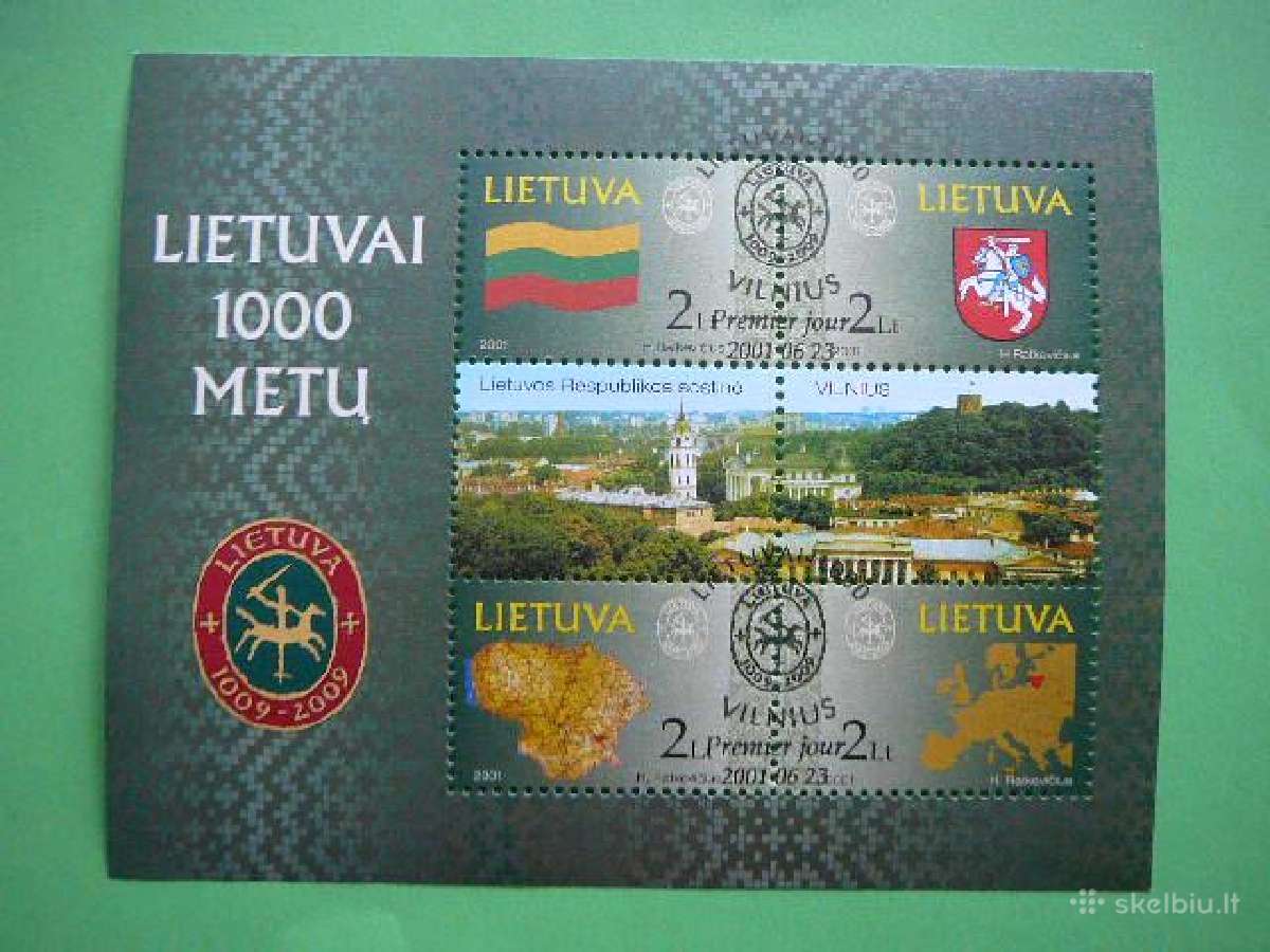 Lietuva 2001 Tukstantmetis blokas antsp. lit762/5a