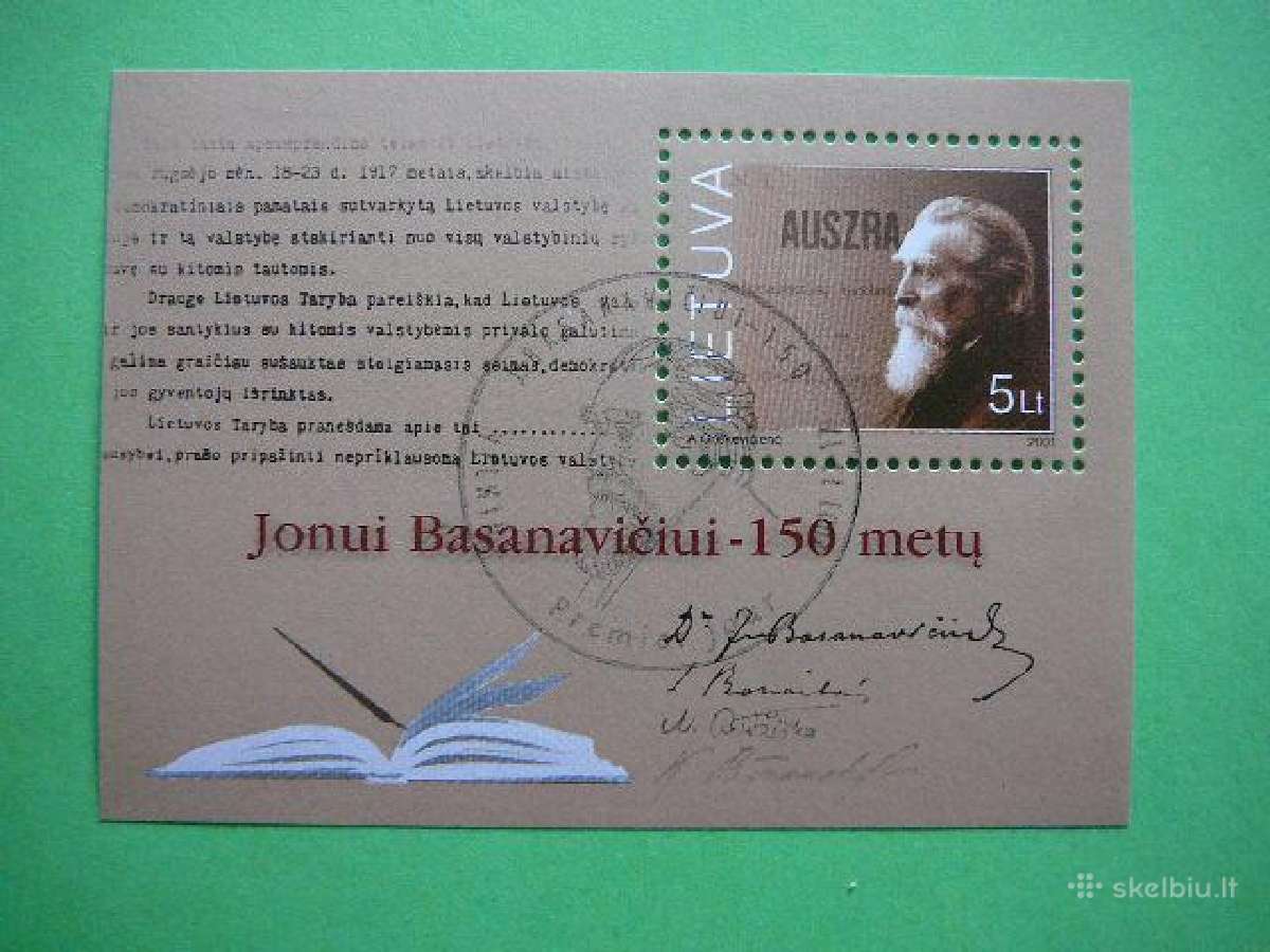 Lietuva 2001 J. Basanavicius antsp. lit779a