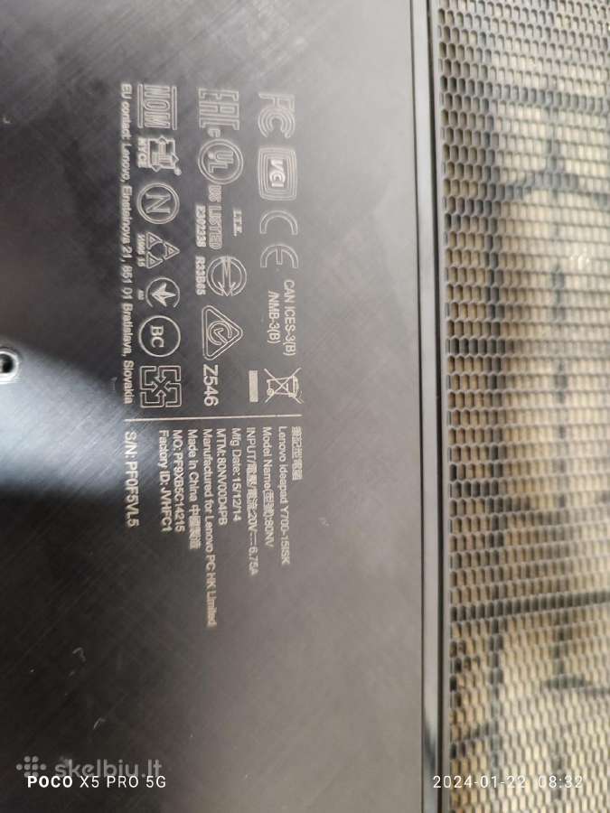 Lenovo ideapad y700 dalimis - nuotraukos Nr. 3