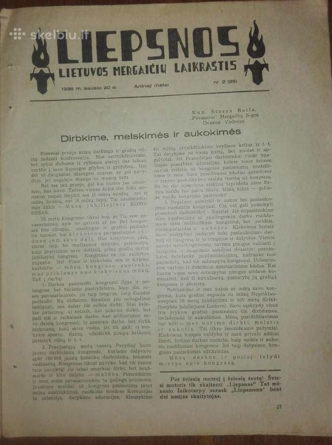 Liepsnos kolekcinis Lietuvos mergaičių laikraštis - nuotraukos Nr. 2