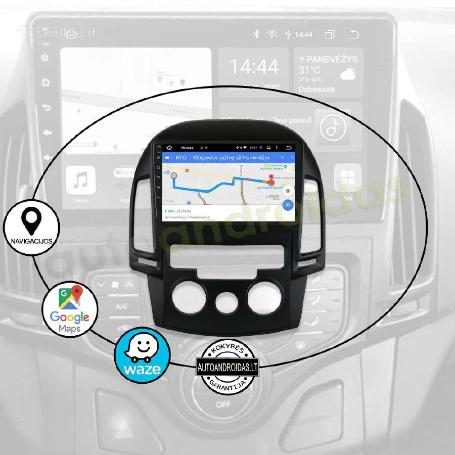 Hyundai i30 2007-12 Android multimedia GPS/WiFi/bt - nuotraukos Nr. 12
