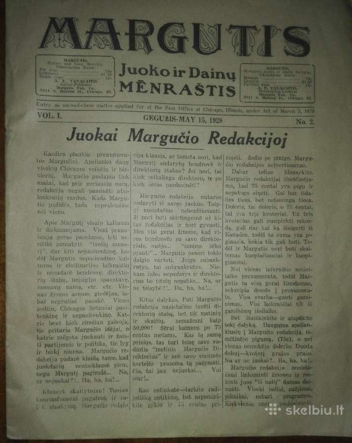Margutis Chicago 1928 m. kolekcinis mėnraštis