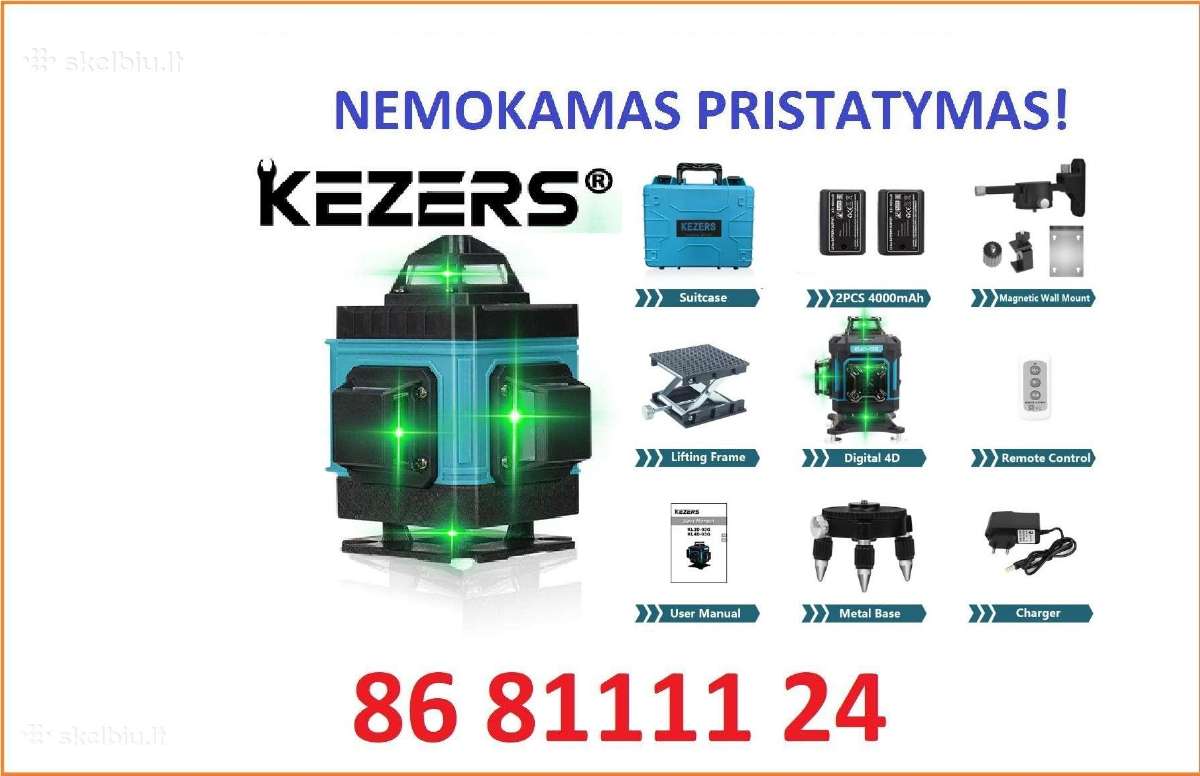 Lazerinis nivelyras Kezers 4d gausi komplektacija! - Skelbiu.lt