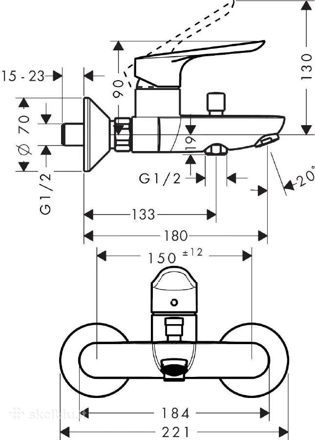 Vonios / Dušo Maišytuvas Hansgrohe Logis E - nuotraukos Nr. 3