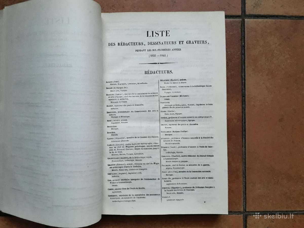 Le Magasin Pitoresque Table alphabetique 1845 m. - nuotraukos Nr. 3