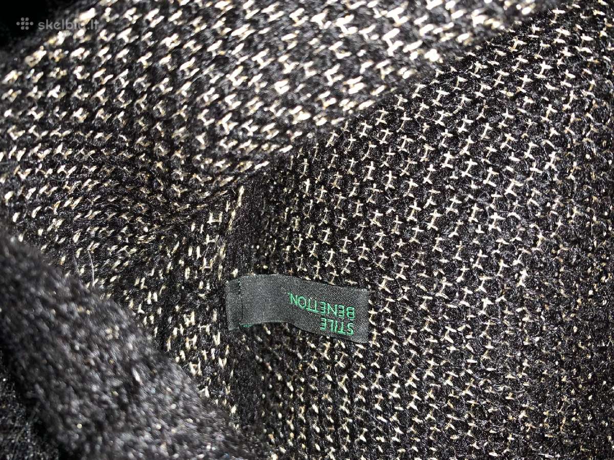 Benetton juodas su auksu kardiganas, mohera S-XL - nuotraukos Nr. 6
