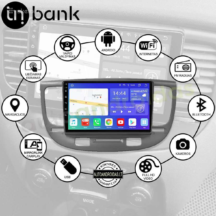 Kia Rio 2 2005-11 Android multimedia GPS/WiFi/usb - nuotraukos Nr. 2
