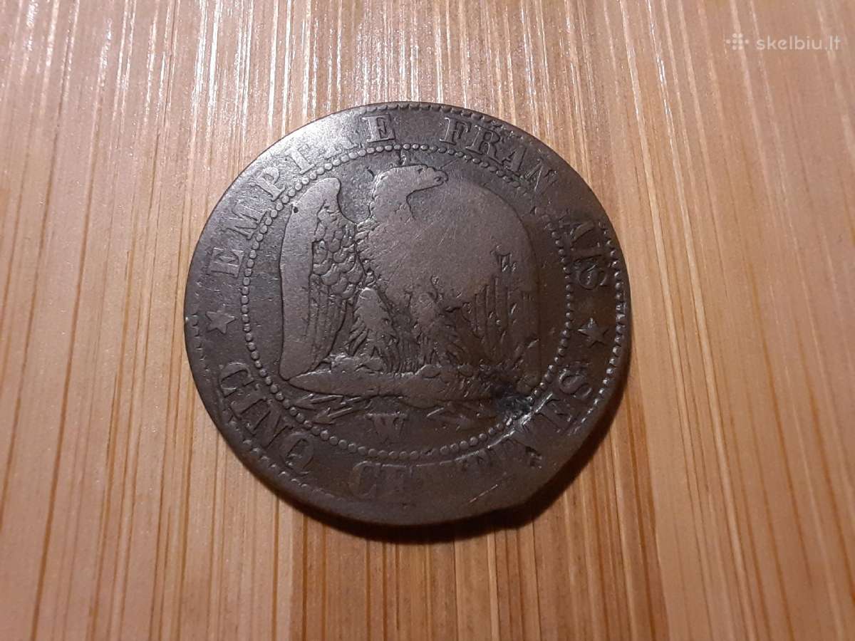 5 centimai 1854 W Napaleonas III - Prancūzija - nuotraukos Nr. 2