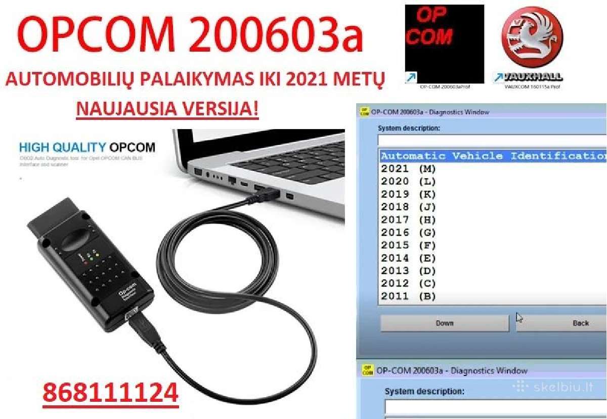Opcom V5 (opel+saab) auto palaikymas iki 2021