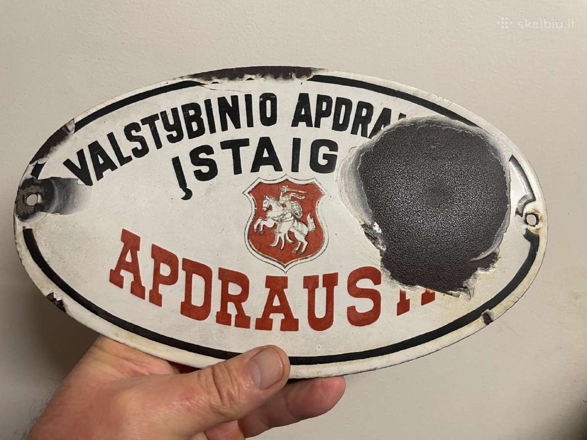 Tarpukario emaliuota draudimo lentele iškaba
