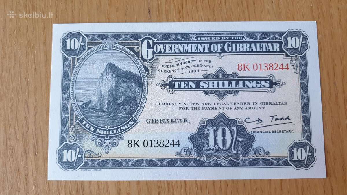 2018 m.proginis 10 šilingų banknotas Gibraltaras