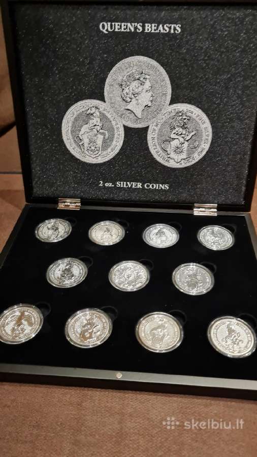 Visa 2oz Queen beast kolekcija, sidabrine moneta - Skelbiu.lt