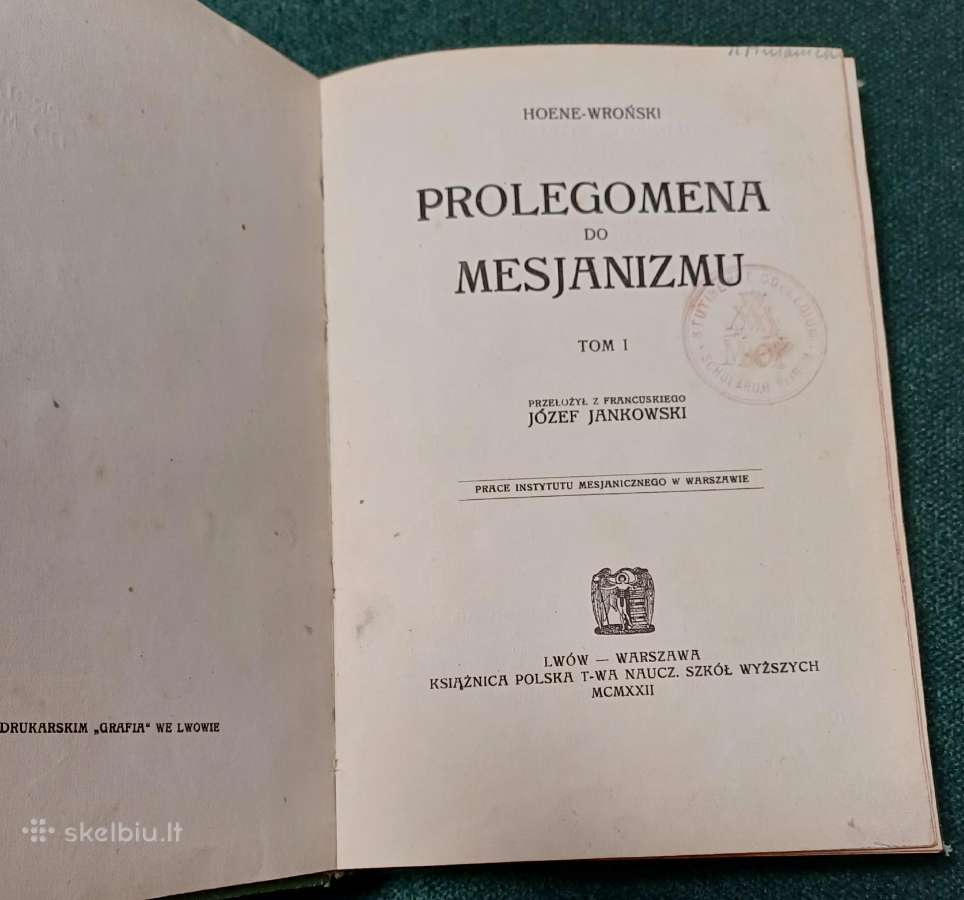 Mesianizmo prolegomenos Jozefas Jankovskis 1 tomas