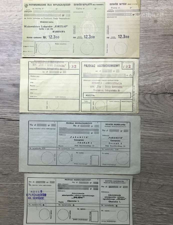 Seni pašto blankai