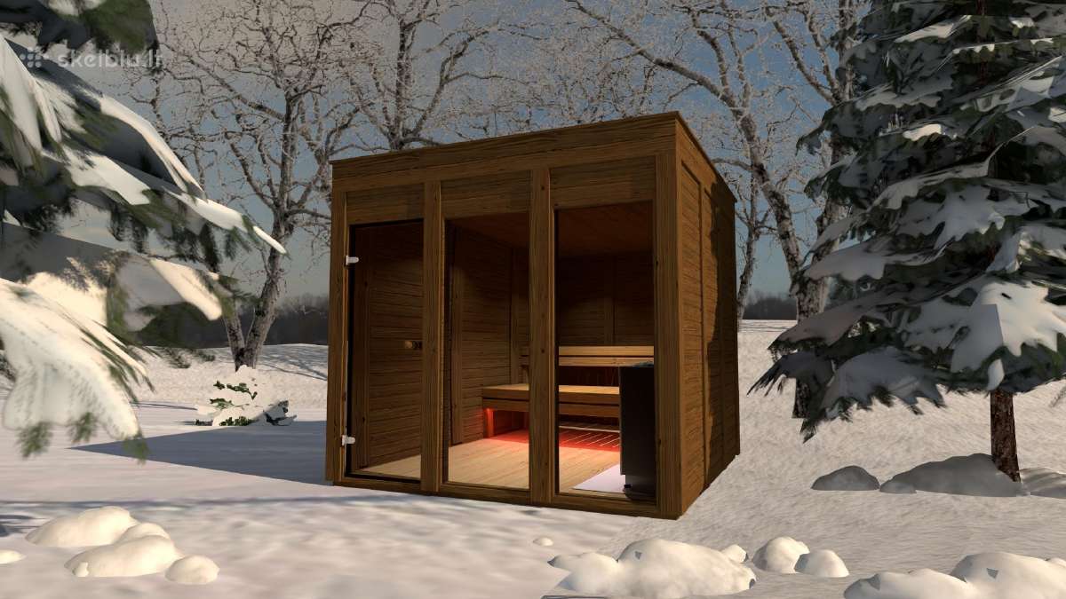 Eco modulinė Sauna 2.4x2.4m karkasinė pirtis