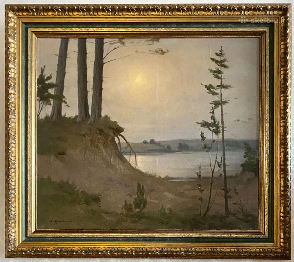 Paveikslas “vakarėjant, dail. Antanas Rūkštelė