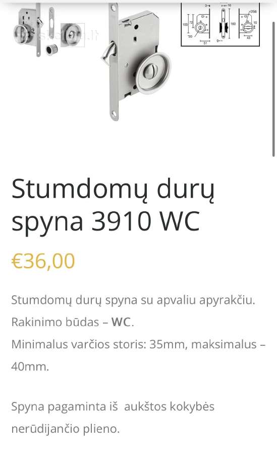 Durų spyna 3910 Wc - nuotraukos Nr. 5